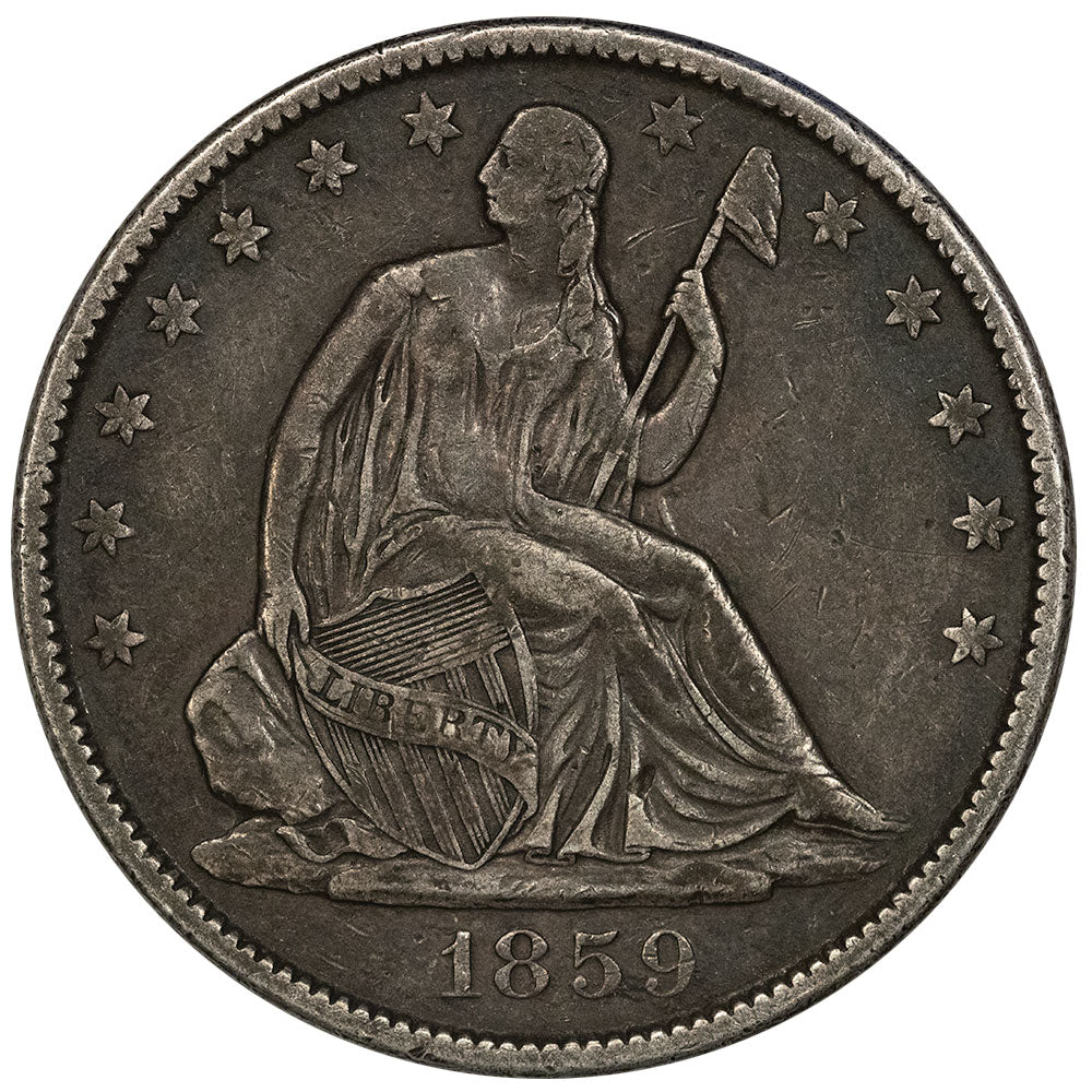 YesterdayChange's tweet image. Just Added!  1859-O Seated Liberty Half Dollar - Very Fine  
from Yesterday's Change priced at $99.00. 
Shop now 👉👉 bit.ly/3ZnAOJ9