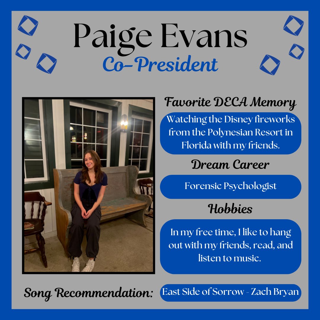 Next up we have our other Co-President, Paige Evans!