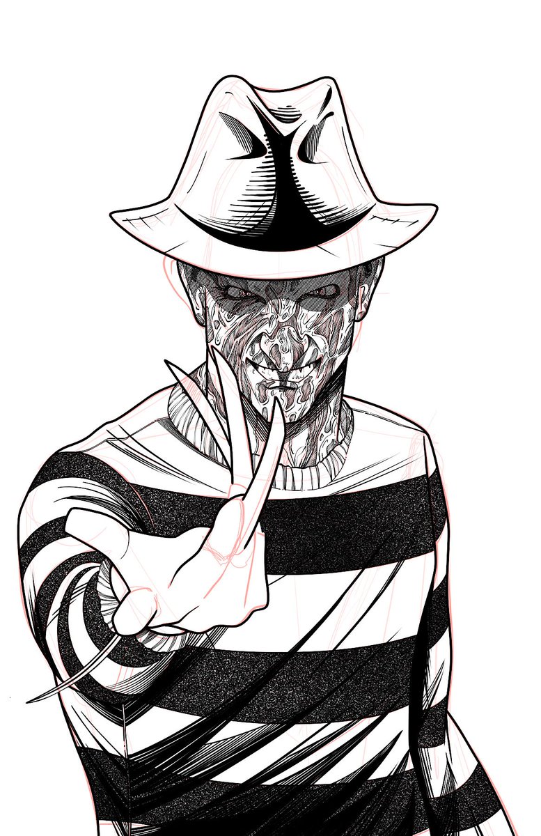 kaishostudios's tweet image. New addition to the horror icons series! Freddy is about 80% drawn cause that glove...I was not happy with my first attempt.
Drawn in @Procreate with the Tech Pen and custom Micron brush.
#horrormovies #slasher #horroricon #horror  #freddykrueger #digitalart #iPad #procreate