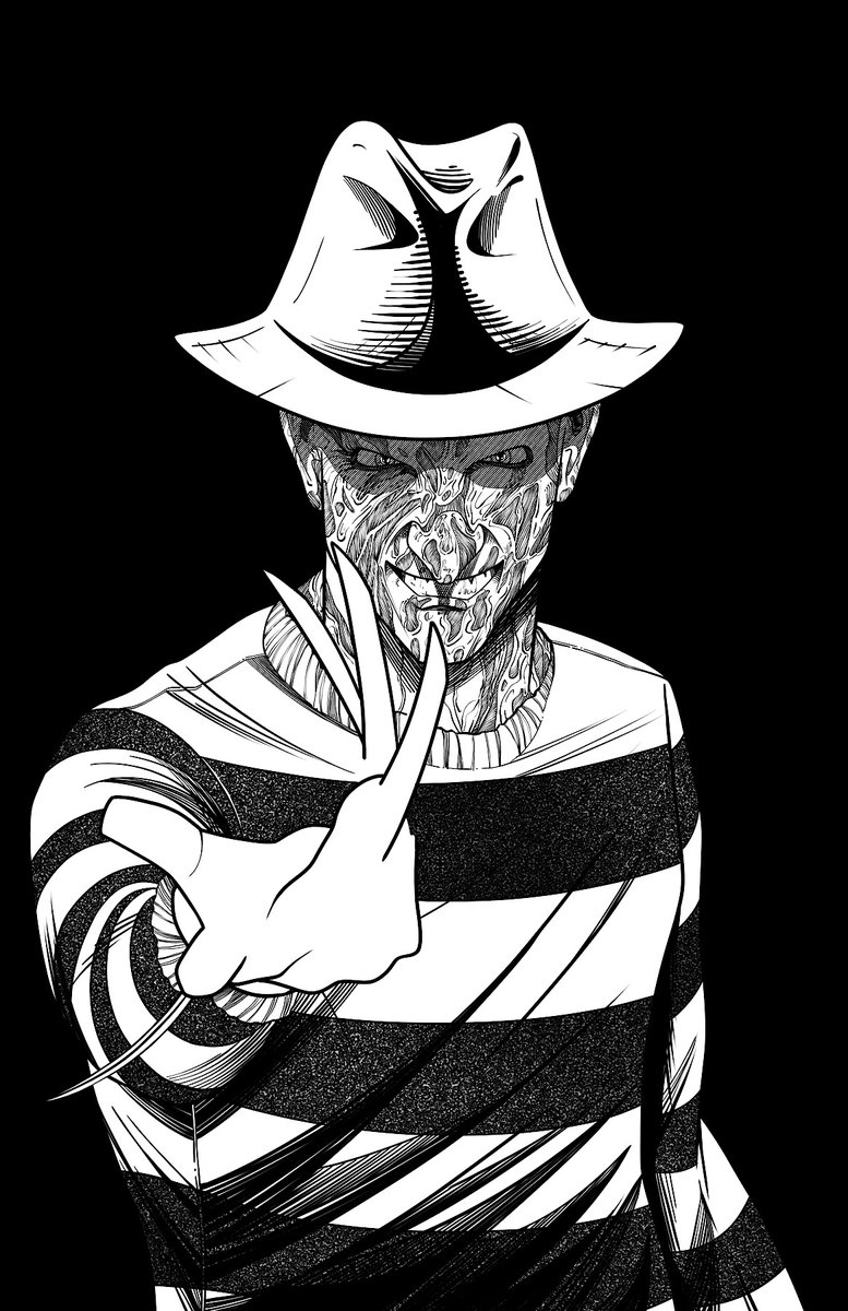 kaishostudios's tweet image. New addition to the horror icons series! Freddy is about 80% drawn cause that glove...I was not happy with my first attempt.
Drawn in @Procreate with the Tech Pen and custom Micron brush.
#horrormovies #slasher #horroricon #horror  #freddykrueger #digitalart #iPad #procreate
