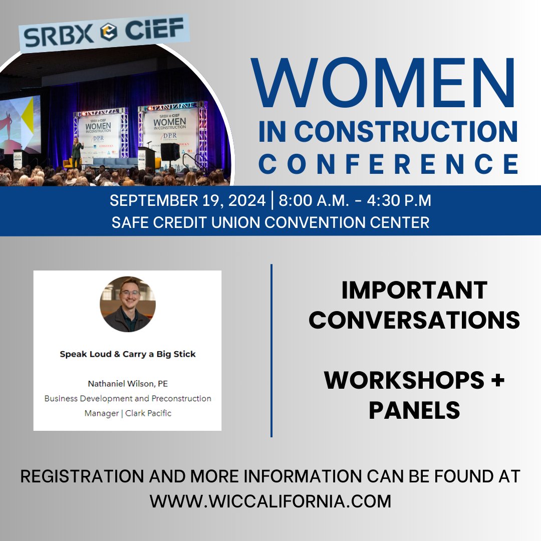 MARK YOUR CALENDARS and don't miss our very own Business Development and Preconstruction Manager, Nathaniel Wilson, at the Women in Construction Conference next week! Visit the website for more info or to reserve your spot. See you all there! 🗓️👷‍♀️👷‍♂️💪

#womeninconstruction
