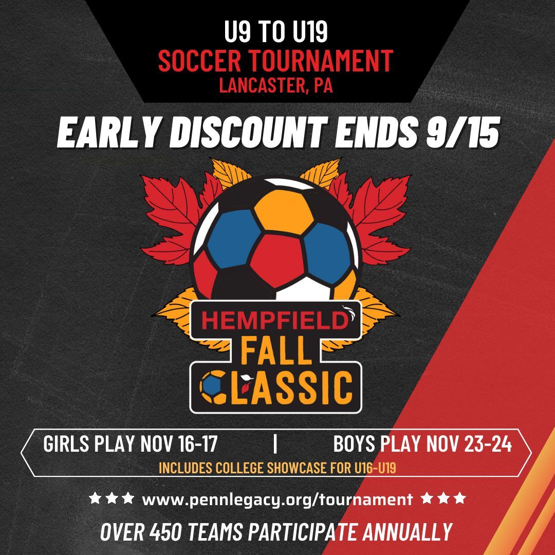 FallClassicNews's tweet photo. Last Chance! Early Discount Deadline 9/15! U9-U19 teams with Showcase for U16-19  https://t.co/PpA7xqEB1K https://t.co/Qgn2faTsvc