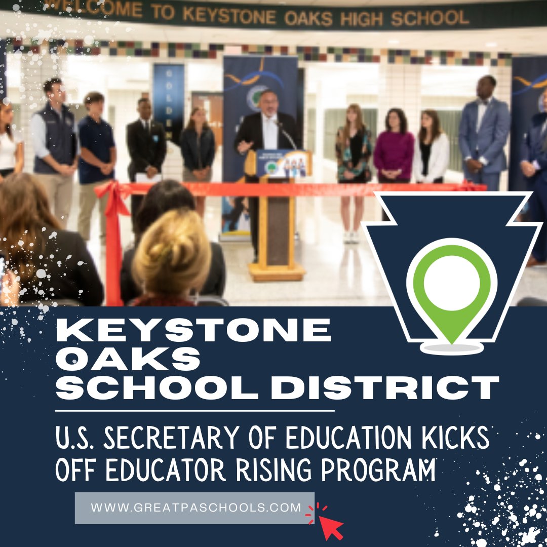 Great PA Schools (@greatpaschools) on Twitter photo Prospective teachers in Keystone Oaks SD are getting a head start on their training with the Educators Rising program, and U.S. Secretary of Education Dr. Miguel Cardona helped kick off the program: ow.ly/jTTL50TlXVq <a href="/KOGoldenEagles/">Keystone Oaks SD</a>
#GreatPASchools #ExcellenceInPAPublicEd Prospective teachers in Keystone Oaks SD are getting a head start on their training with the Educators Rising program, and U.S. Secretary of Education Dr. Miguel Cardona helped kick off the program: ow.ly/jTTL50TlXVq <a href="/KOGoldenEagles/">Keystone Oaks SD</a>
#GreatPASchools #ExcellenceInPAPublicEd
