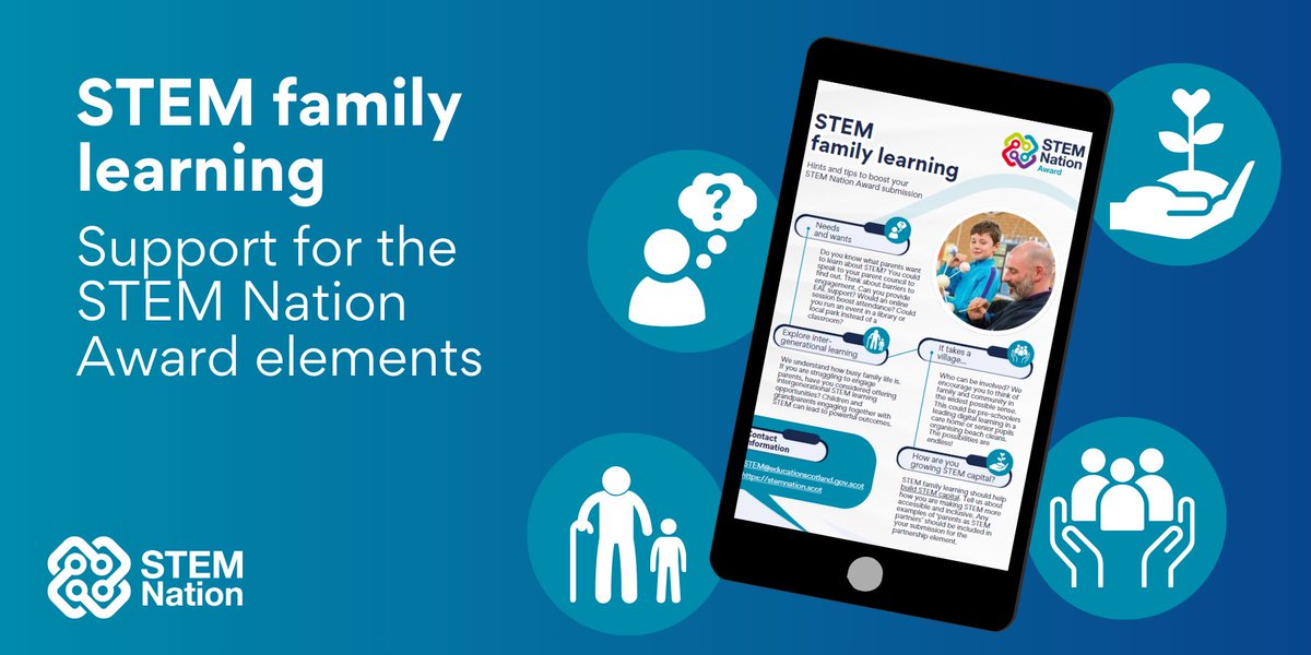 Check out these top tips to boost your #STEMnation Award application 💫 #STEMfamilyLearning
- Needs and wants
- Intergenerational approach
- It takes a village
- STEM capital
View the hints and tips for all five elements here: blogs.glowscotland.org.uk/glowblogs/publ…
<a href="/edscotcld/">Education Scotland CLD</a>