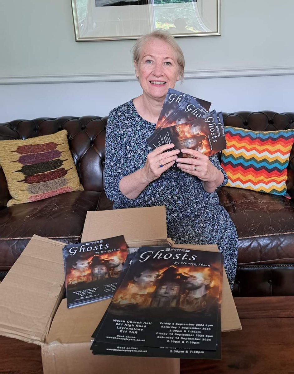 woodhouseplays's tweet photo. "Ghosts" - meet the crew, Pt 2.

@JackieWithnall is the Producer. Jackie enjoys performing in Panto &amp; baking cakes for Front of House. Being super organised, she is also much in demand as a Producer. Rarely found without a supply of posters &amp; flyers in her bag! https://t.co/xqIWWd6FOZ