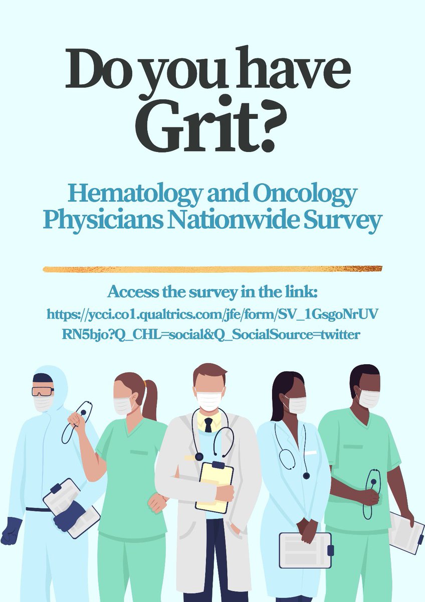 🚨Calling all Hematology &amp; Oncology doctors! Please take this 5-minute survey on grit and resilience ➡ ycci.co1.qualtrics.com/jfe/form/SV_1G…
