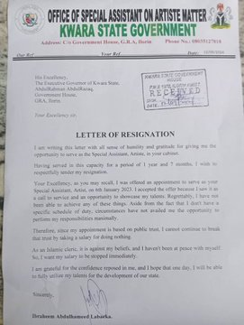 orjioko_uzor's tweet photo. Islamic Singer Ibraheem Labaeka, Resigns as Kwara Governor's Special Assistant, Laments Collecting Salaries ‘For Doing Nothing’

--
EFCC Dangote Aisha Yesufu President Bola Ahmed Tinubu Nigerian Army Bello Turji Opeyemi Cubana He Peter Obi Chicken Republic Lookman https://t.co/b9bj7xmDJQ