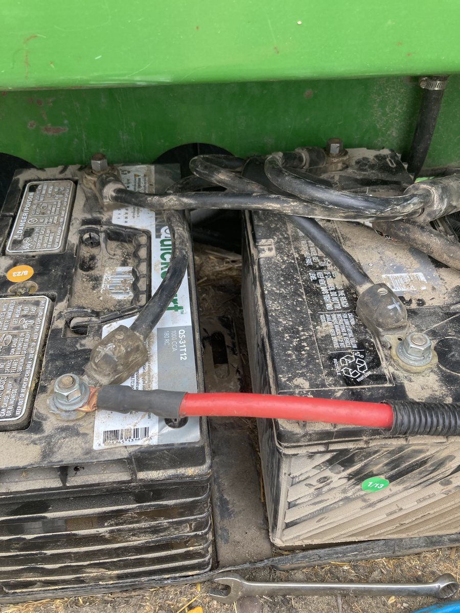 PDevloo's tweet image. Pro tip- if you want your John Deere to start better, switch to threaded battery posts and go right to the starter with the ground. Frame grounds are crap