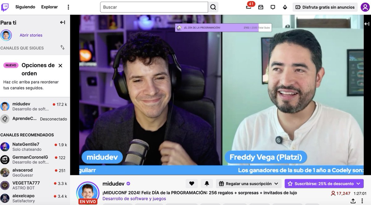 🛑 <a href="/freddier/">Freddy Vega</a> en vivo ahora en la MiduConf. 

La conferencia de programación y desarrollo web por <a href="/midudev/">Miguel Ángel Durán</a>

¡Conéctate ya en twitch․tv/midudev!