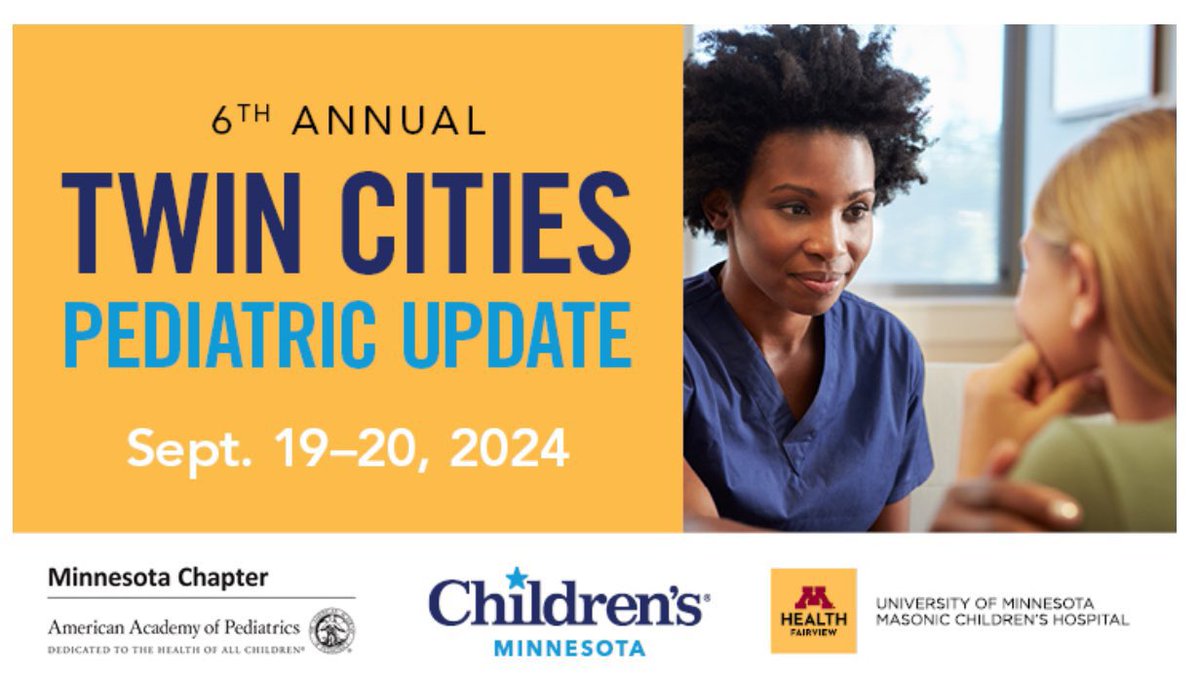 UMNPeds's tweet photo. We hope to see you at the 6th annual TCPU on Sept.19-20,2024! 

Register today and learn more at: https://t.co/7QMb8sTKo5

#umnpeds #tcpu #pediatrics https://t.co/ktswWV7Iwc