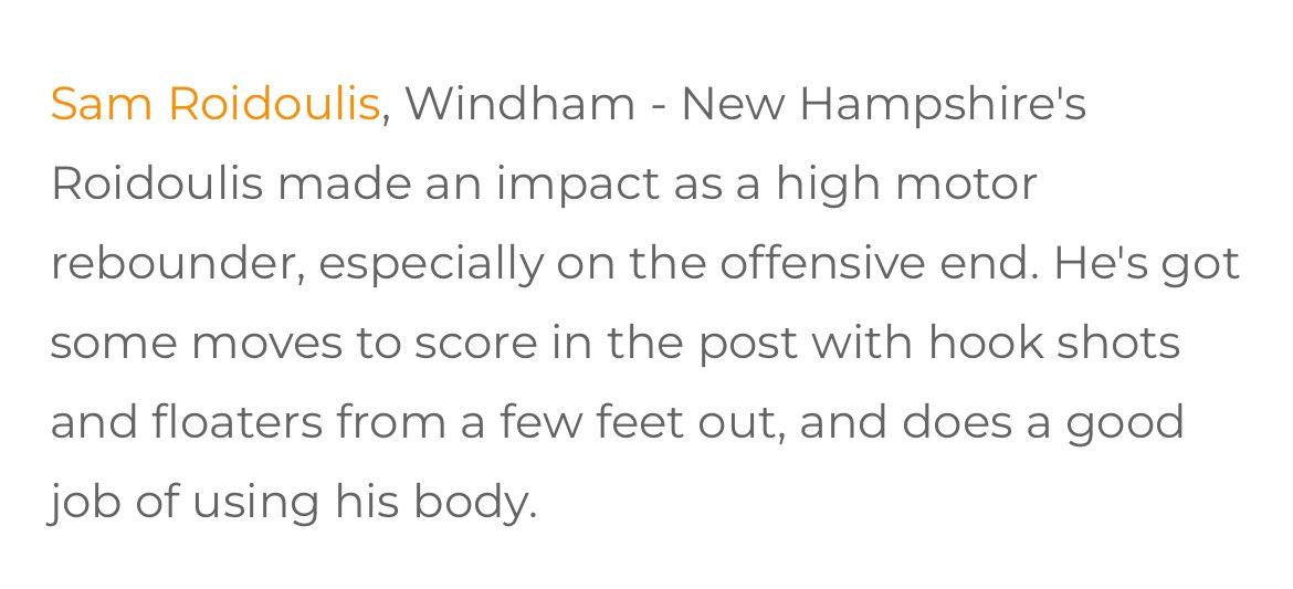 Windham High Boys Basketball (@windhamhoops603) on Twitter photo Sophomore Sam Roidoulis earning a write up after his performance at the <a href="/NERRHoops/">New England Recruiting Report NERRHoops</a> Frosh/Soph Elite 75 event. Sky is the limit for the bouncy 2027 forward! Sophomore Sam Roidoulis earning a write up after his performance at the <a href="/NERRHoops/">New England Recruiting Report NERRHoops</a> Frosh/Soph Elite 75 event. Sky is the limit for the bouncy 2027 forward!