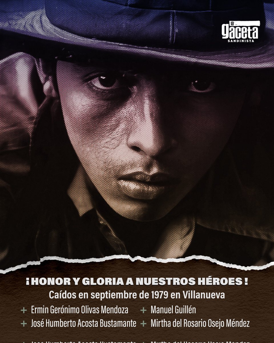 LaGacetaFSLN's tweet photo. 🔴⚫ A principios de septiembre de 1979, ocurrieron dos trágicos sucesos. En Villanueva, el compañero Ermin Gerónimo Olivas Mendoza, originario de Mina El Limón en Larreynaga, fue asesinado por el somocismo. https://t.co/r3f3WiEyId