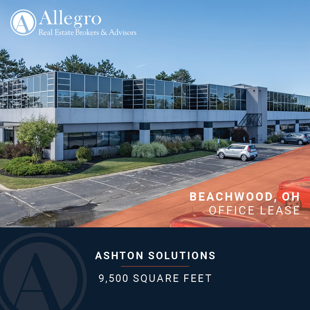 NEW LEASE | <a href="/AshtonSolutions/">Ashton Solutions</a>
<a href="/allegrorealty/">Allegro Real Estate Brokers & Advisors</a> is pleased to have represented Ashton Solutions on their office lease expansion and renewal in Beachwood, OH. <a href="/adamgimbel/">Adam Gimbel</a> 
#AllegroRealty #TenantRepresentation #CLE