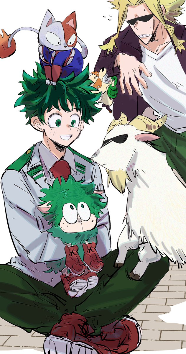 爆豪勝己 ,緑谷出久 「デクシープとオールマイゴートのウシ科師弟かわいっ」|ビビりのイラスト