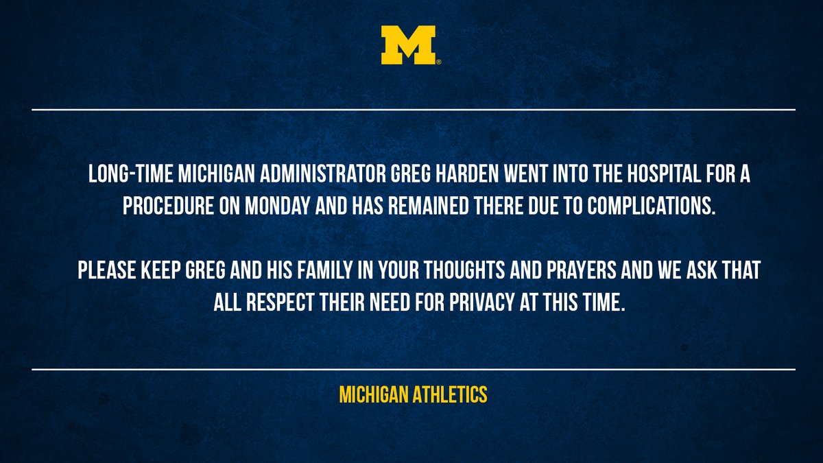 A message from Michigan Athletics regarding Greg Harden