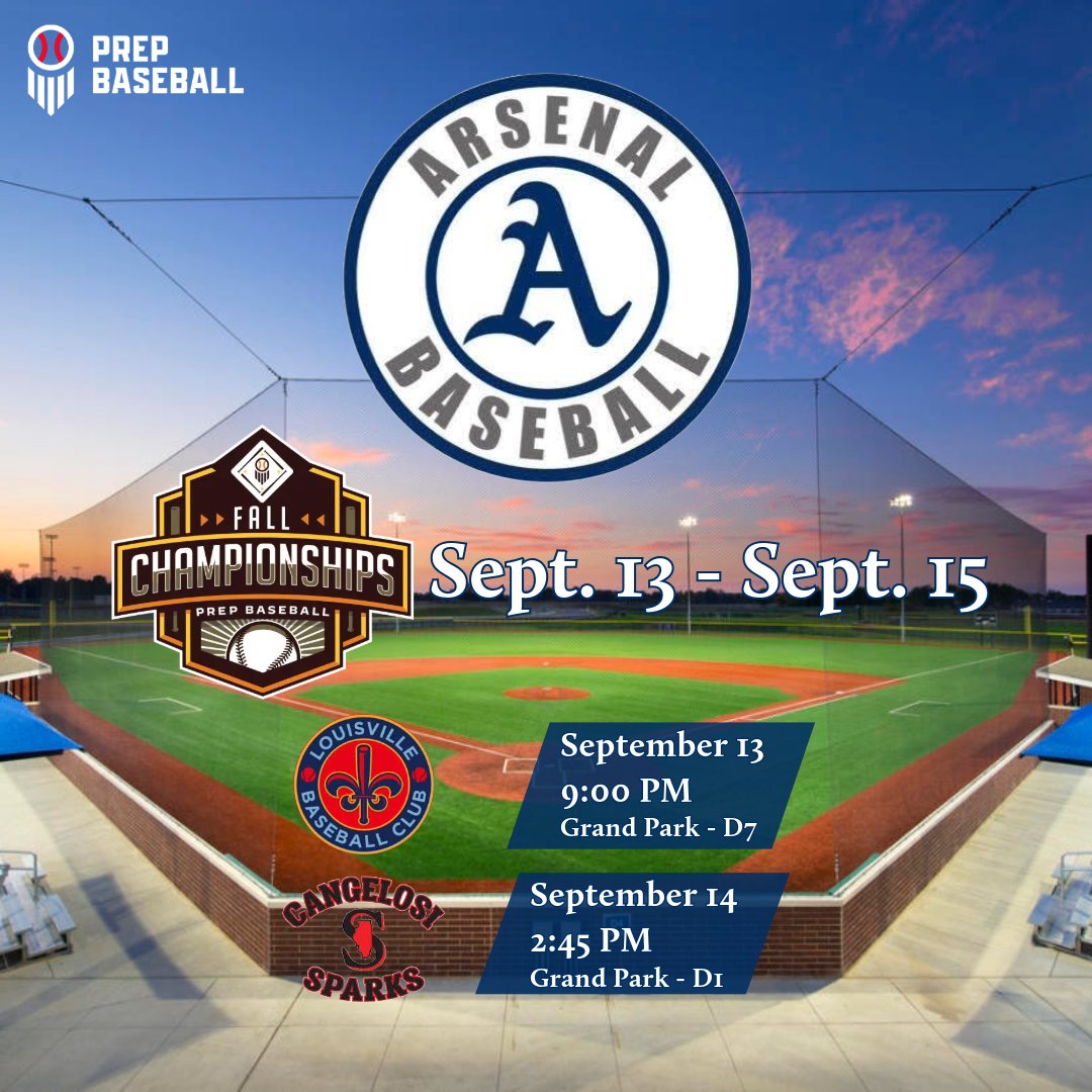 Arsenal Indiana 2026 (@arsenalusain) on Twitter photo Arsenal 2026 is back at Grand Park in Westfield, IN this weekend for the <a href="/PBRTournaments/">Prep Baseball Tournaments</a> Grand Park Fall Championships. Arsenal 2026 is back at Grand Park in Westfield, IN this weekend for the <a href="/PBRTournaments/">Prep Baseball Tournaments</a> Grand Park Fall Championships.