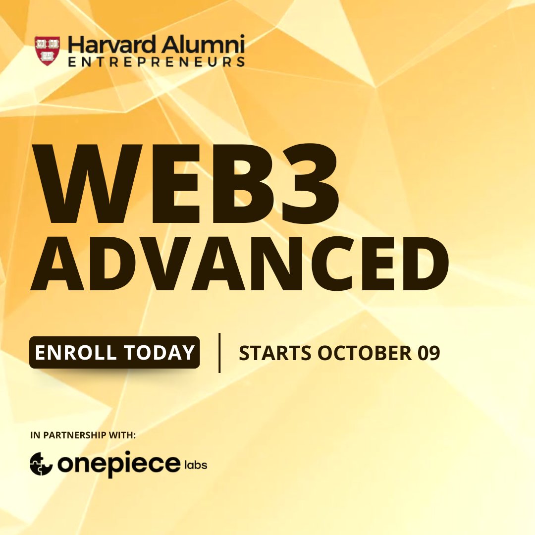 AlumniStartups's tweet image. Get ready for a journey of innovation and growth! 

We’re excited to see how you will lead the way in the Web3 space!

Register NOW!
harvardae.org/events-overvie…

#Web3 #Blockchain #LiveLearning #AdvancedTech #Innovation #Entrepreneurship #HAEOPLWeb3Bootcamp #Web3Community #HarvardAE