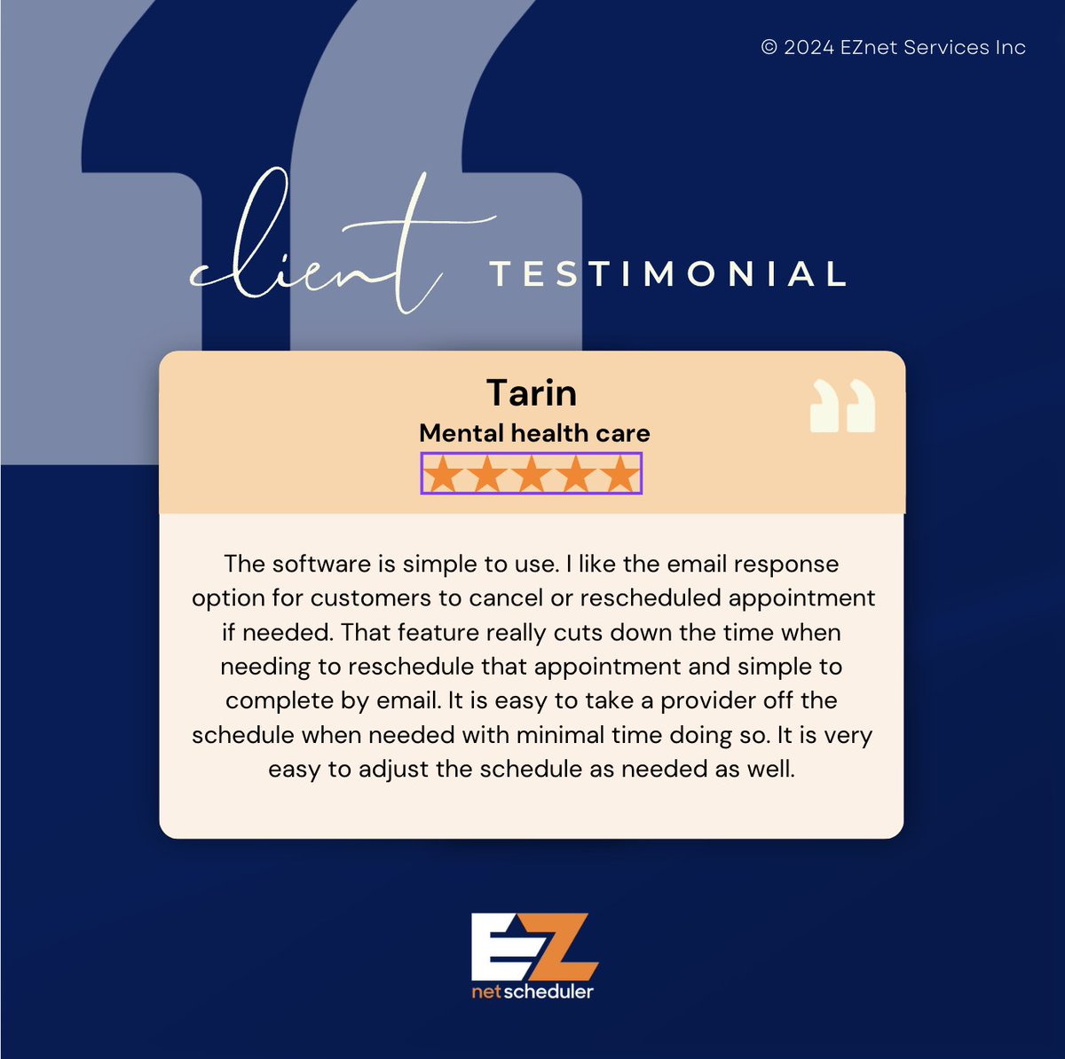 Scheduler_EZnet's tweet image. 👏 Our software makes scheduling a breeze! Customers can easily cancel or reschedule appointments via email, text, or voice saving you time and effort. Adjusting schedules has never been easier.

Schedule your FREE demo here: eznetscheduler.com/Calendar/EZnet… #EfficientScheduling