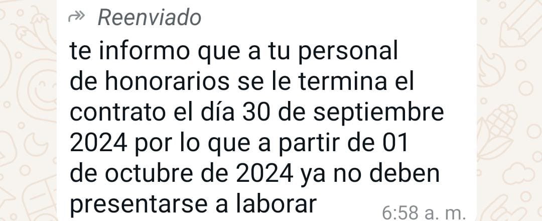 HonorariosSSPDF's tweet photo. @Claudiashein Que pasa con los despidos que habrá a partir del primero de octubre en los centros de salud https://t.co/R1wZuEAieb
