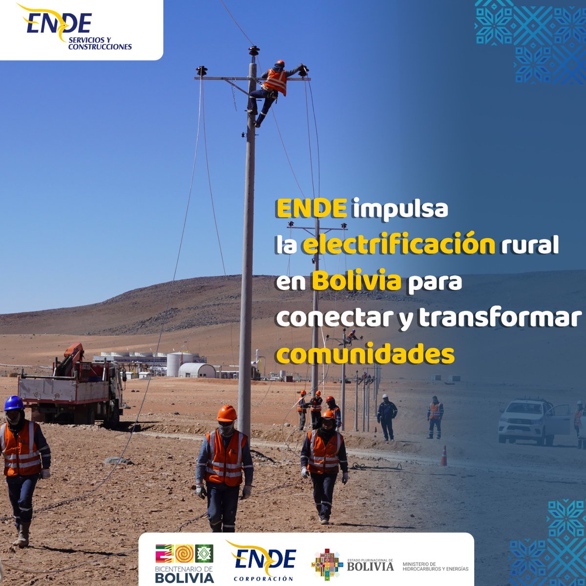 #ElectrificaciónRural Con ENDE, extendemos la electrificación rural a más rincones de Bolivia, conectando esperanzas y energizando sueños.
¡Iluminando el futuro!   ⚡

#UnidosRumboAlBicentenario 
 #EnergíaParaTodos