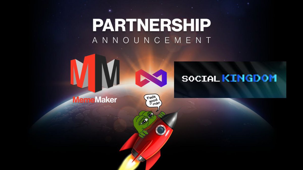 MemeMaker (@mememakermfs) on Twitter photo π¨ **Exciting Partnership Announcement!** π¨
**MemeMakerMF** is thrilled to partner with <a href="/socialkingdomio/">Social kingdom</a> the groundbreaking platform thatβs transforming social media activities into digital assets! π₯
**Social Kingdom** allows you to continue your social media habitsβposting, π¨ **Exciting Partnership Announcement!** π¨
**MemeMakerMF** is thrilled to partner with <a href="/socialkingdomio/">Social kingdom</a> the groundbreaking platform thatβs transforming social media activities into digital assets! π₯
**Social Kingdom** allows you to continue your social media habitsβposting,