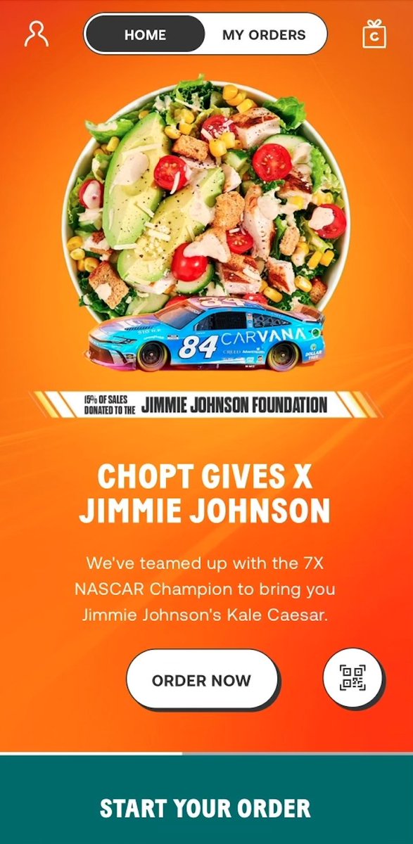 Davey Segal (@daveycenter) on Twitter photo 🥬 Kale Yeah! 🥗
<a href="/JimmieJohnson/">Jimmie Johnson</a>'s Kale Caesar salad is now a featured item at <a href="/Chopt/">Chopt Creative Salad Co.</a> at all nationwide locations. It's only available until October 8.
15% of all sales go toward the Jimmie Johnson Foundation (<a href="/TeamJJF/">Jimmie Johnson Foundation</a>). 🥬 Kale Yeah! 🥗
<a href="/JimmieJohnson/">Jimmie Johnson</a>'s Kale Caesar salad is now a featured item at <a href="/Chopt/">Chopt Creative Salad Co.</a> at all nationwide locations. It's only available until October 8.
15% of all sales go toward the Jimmie Johnson Foundation (<a href="/TeamJJF/">Jimmie Johnson Foundation</a>).