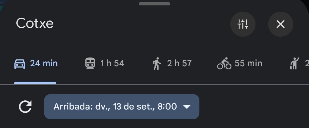 Us presento els meus temps per anar a treballar