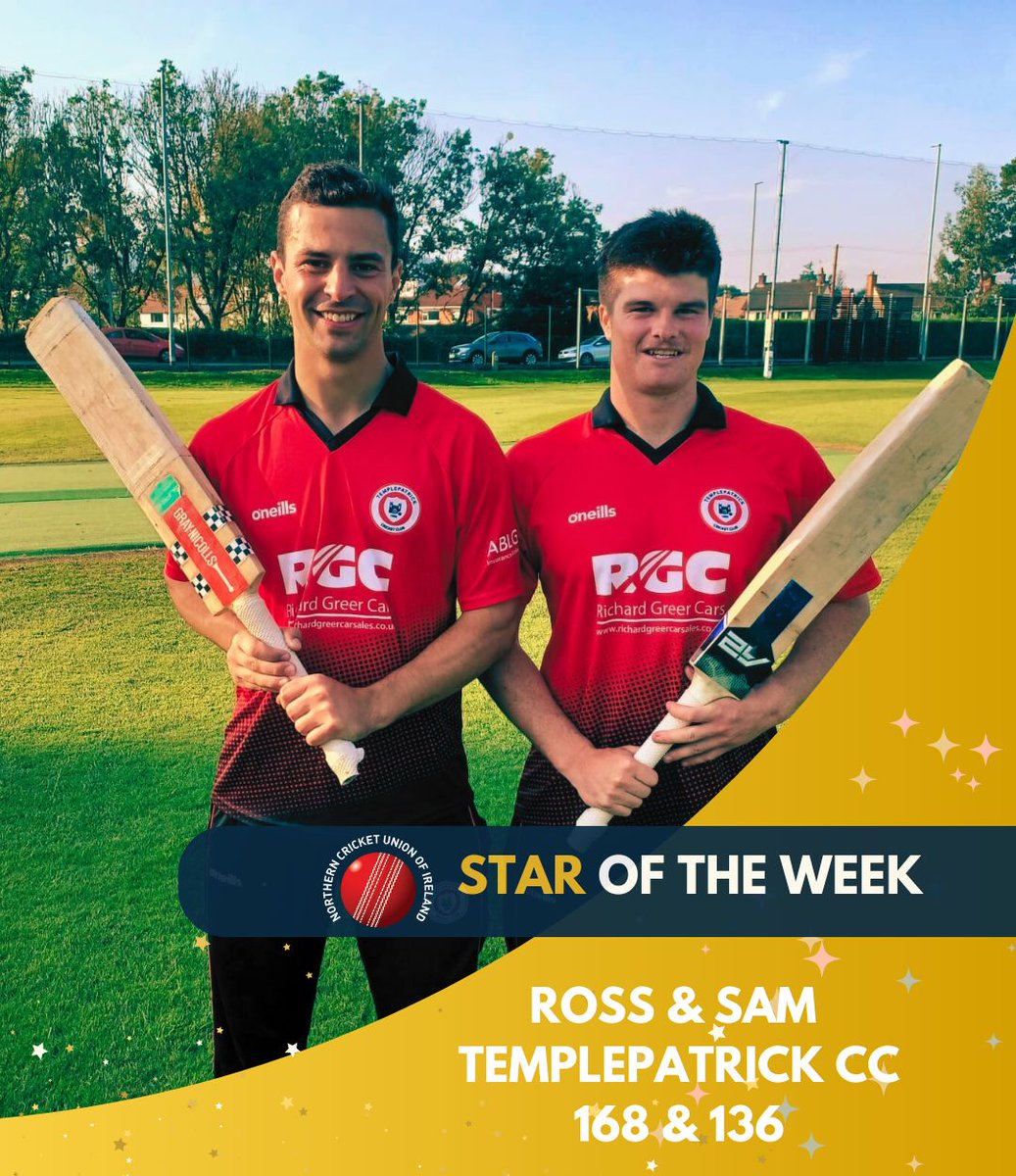 Congratulations to Ross Bryans and Sam O'Mahony for their 320 runs partnership and NCU Star of the Week award! ⭐