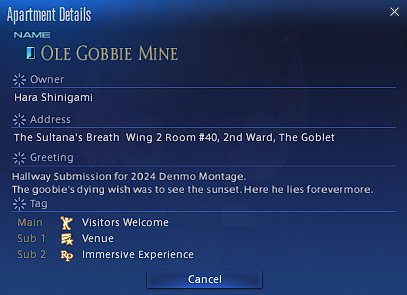 elndromeda's tweet photo. Hey everyone! Check out Denmo's 200 door video! 
https://t.co/ONijmwjvzA

Here is my submission; feel free to visit! 🫶
💎"Ole Gobbie Mine"💎 
#ffxivDoors https://t.co/zF16KoQUYb
