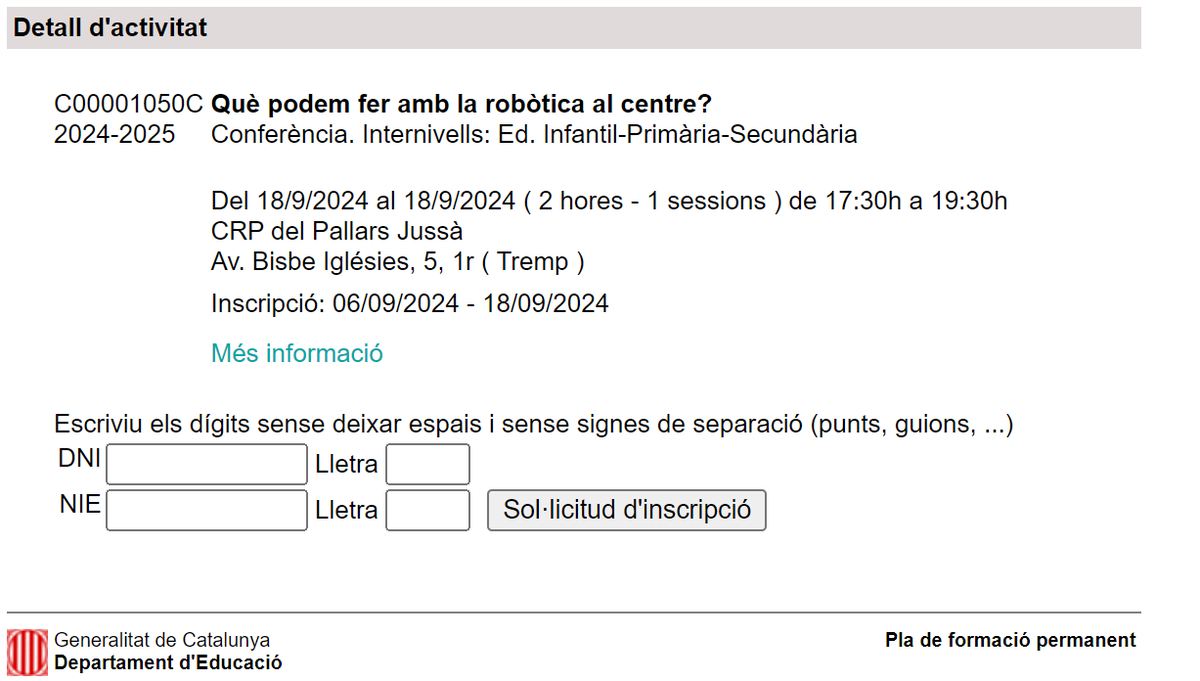 ToniMorenoRey's tweet photo. 🤔Què podem fer amb la robòtica al centre?
🗓️Dimecres 18 de Setembre 17:30h
🌄CRP Pallars Jussà
📝Inscripcions docents: 🔗https://t.co/FH2COl30yb
Podeu venir presencialment a Tremp o  assistir virtualment a la transmissió en directe
🔗https://t.co/J96BTdwbqe
@ROBOLOT @cesirecat https://t.co/MVWpuQ3B65