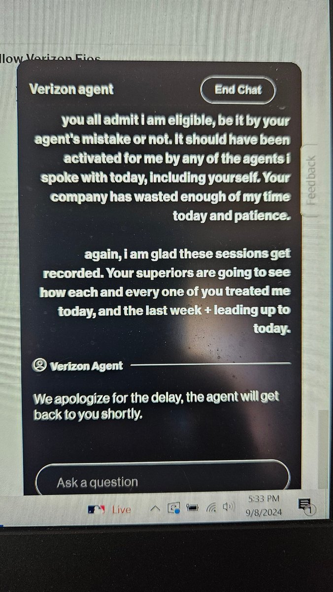 sevenjeff's tweet photo. @Verizon @VerizonNews @VerizonSupport @verizonfios @VerizonBusiness 25 yr customer...not for long anymore with this treatment https://t.co/FZstdgaWJS