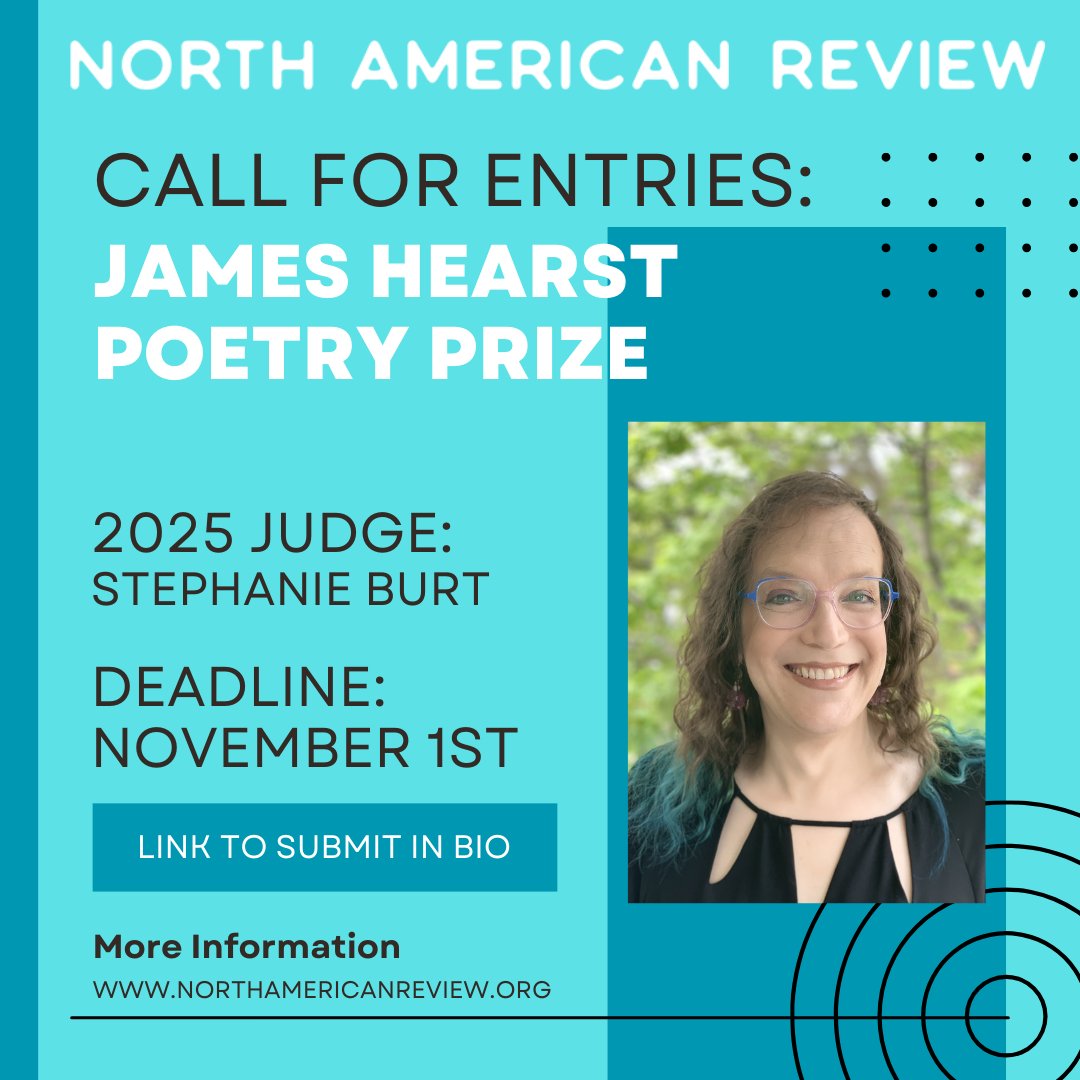 NorthAmerReview's tweet image. Stephanie Burt is a poet, literary critic, and professor with nine published books, including two critical books on poetry and three poetry collections. Submit your best poems for consideration here: northamericanreview.org/submit
We accept up to five poems for one submission fee.
