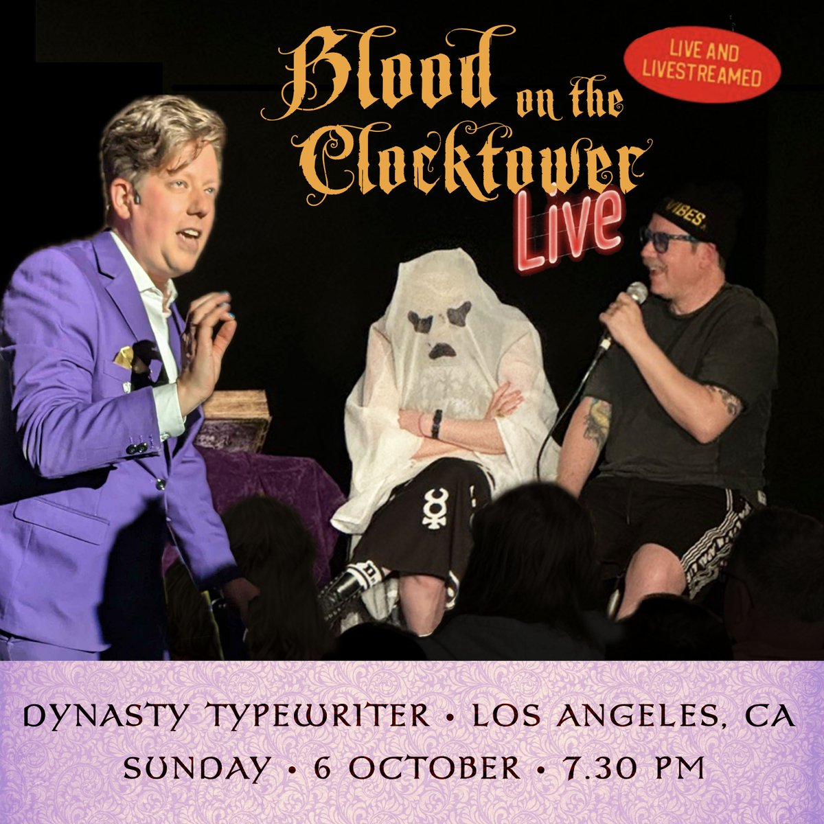 Blood On The Clocktower (@bloodclocktower) on Twitter photo After a **SOLD-OUT** <a href="/edfringe/">Edinburgh Festival Fringe</a> run, BOTC: Live! makes its US debut at <a href="/JoinTheDynasty/">Dynasty Typewriter</a> in LA this October! Join our amazing host <a href="/JonGracey/">Jon Gracey</a> and a stellar cast of suspicious comedians as they lie, lament, and laugh their way to victory.
BOTC: Live! at Dynasty Typewriter
Los After a **SOLD-OUT** <a href="/edfringe/">Edinburgh Festival Fringe</a> run, BOTC: Live! makes its US debut at <a href="/JoinTheDynasty/">Dynasty Typewriter</a> in LA this October! Join our amazing host <a href="/JonGracey/">Jon Gracey</a> and a stellar cast of suspicious comedians as they lie, lament, and laugh their way to victory.
BOTC: Live! at Dynasty Typewriter
Los