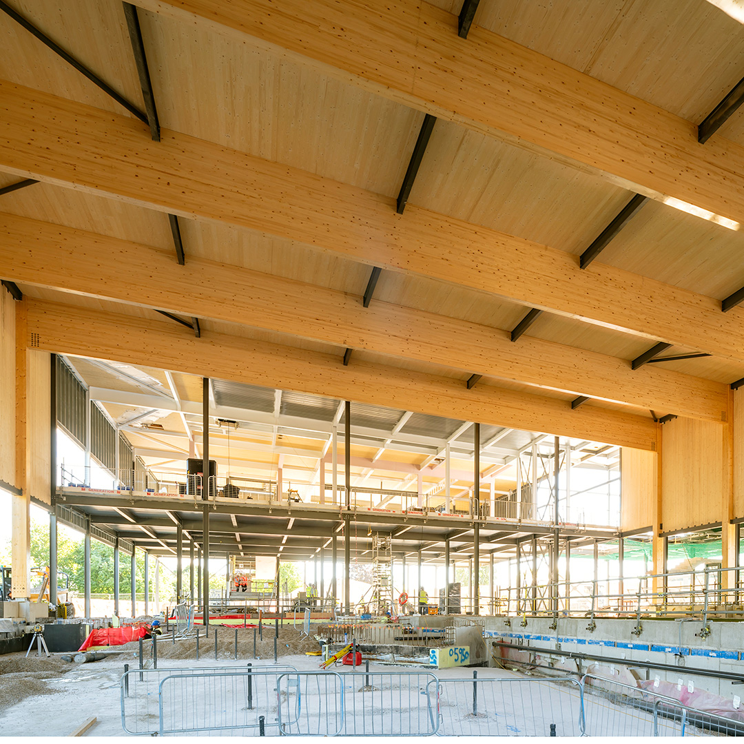 Cozenton Park Sports Centre, designed and built to meet exceptionally high standards of energy efficiency, has been shortlisted for both the Structural Timber Awards and Offsite Awards as Retail &amp; Leisure Project of the Year

Engenuiti undertook the specialist timber engineering.