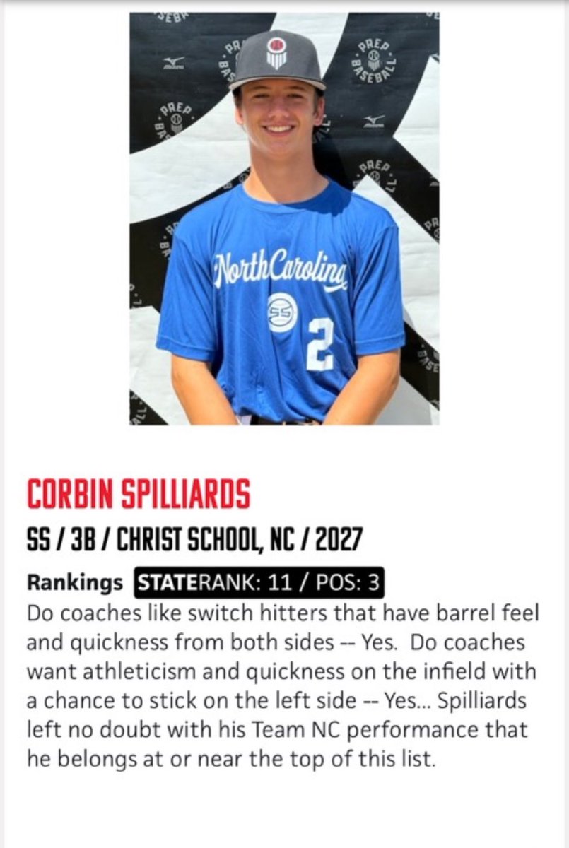 Huge thanks to <a href="/PrepBaseballNC/">Prep Baseball North Carolina</a> for the updated ranking