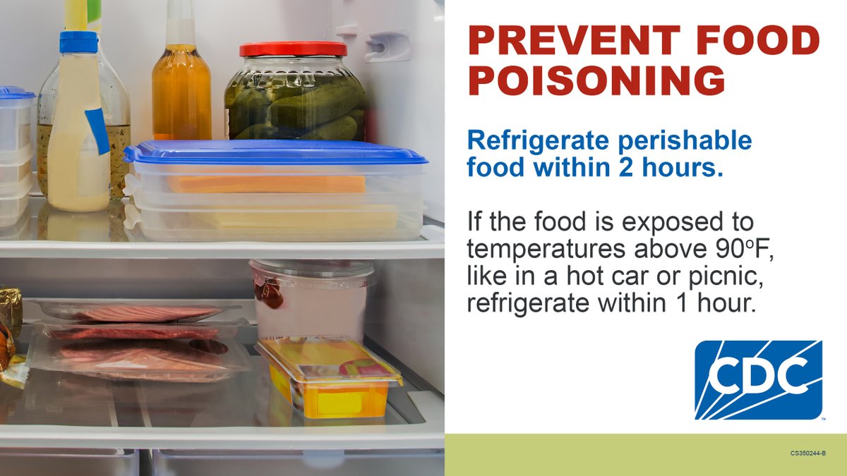 Don’t let food reach the “danger zone” (between 40°F and 140°F)!  Harmful germs on food can multiply rapidly. Keep perishable food chilled below 40°F. Learn how to prevent food poisoning: 

bit.ly/3ZgAsDW   

#NFSEM2024 #FoodSafety