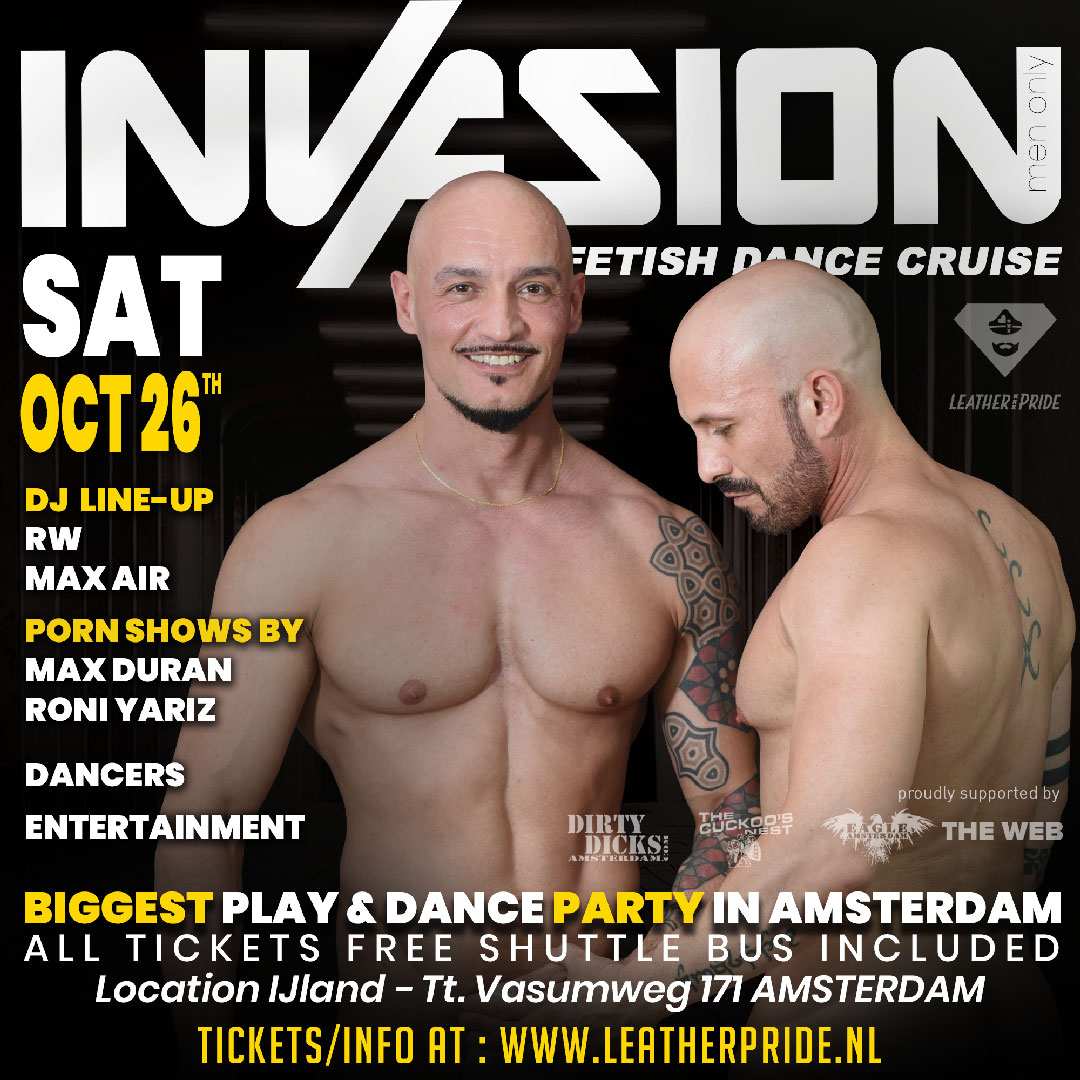 24-28th October - Leather Pride Amsterdam 2024 with the main fetish party INVASION 26th October. Get your tickets now leatherpride.nl/all-tickets/ and don't miss it. #wearefetish #leatherpridenl #gayamsterdam #gayfetishparty