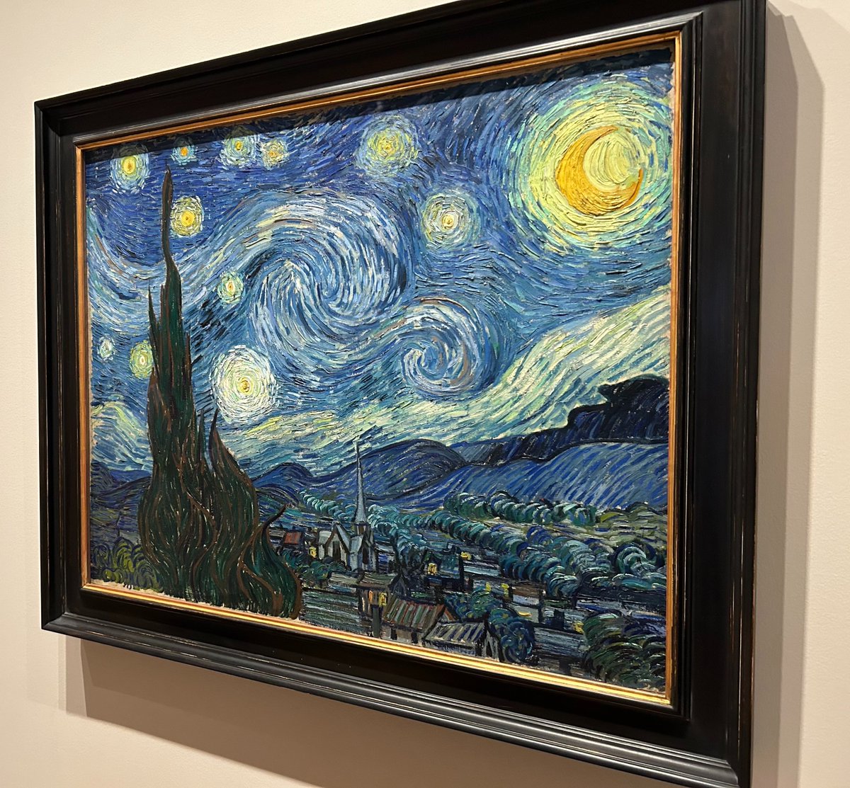 EricZollinger2's tweet photo. The first of today’s Design Day Thursday showcases one of the most recognizable pieces of Art in the world, Vincent Van Gogh’s “A Starry Night.”  I am wearing my Starry Night socks in support!  

#designdaythursday #livewhoyouare #art #MOMA #nyc #nycart #astarrynight #vangogh https://t.co/52eq7gYi0I