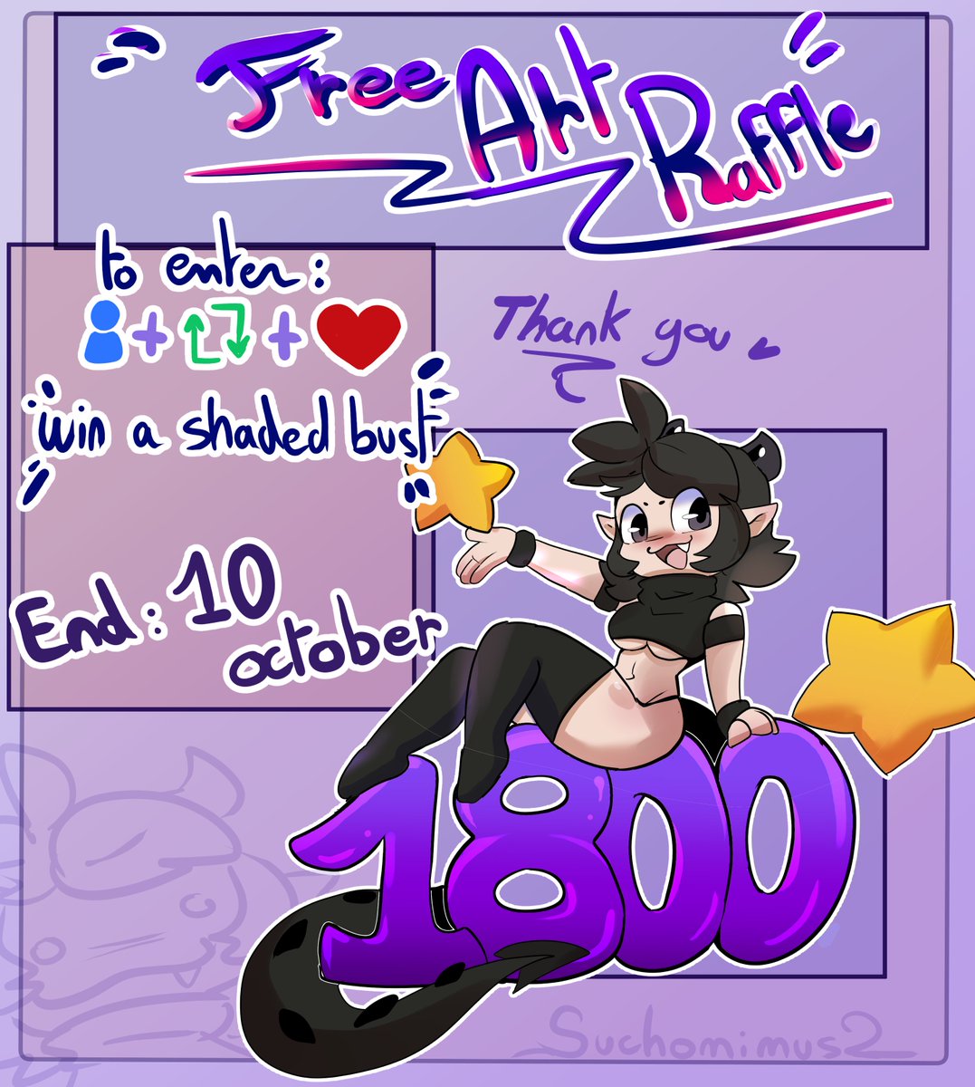 🍡Art Raffle !!
thank you for 1800 Followers !
Ends 10/10/2024

Rules:
-must be following me (new follower are welcome) 
-repost 
-like 
-(bonus) tag a Friend! (one more chance per tag)

prize: colored bust sketch ! any character of your choice  1 winner !

#giveaway #free #art