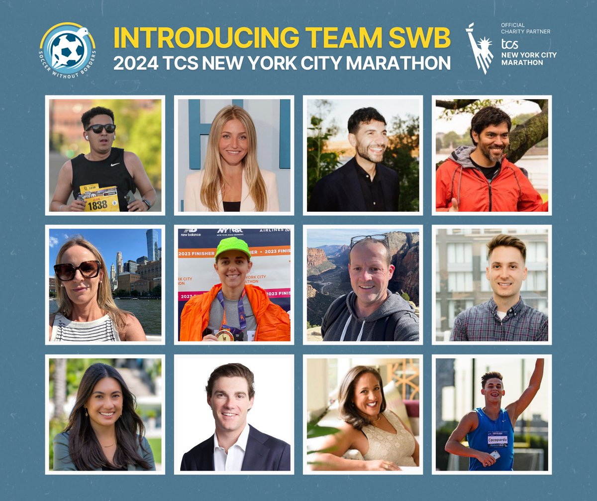 soccerwoborders's tweet photo. We're thrilled to introduce you to the 12 passionate runners who will be representing SWB at the 2024 TCS @nycmarathon! Visit the link below to meet this year's dedicated team and to learn how you can help support them as they fundraise for SWB! 🏃🏅

https://t.co/qCAIvFfMat https://t.co/936y5hiZDs