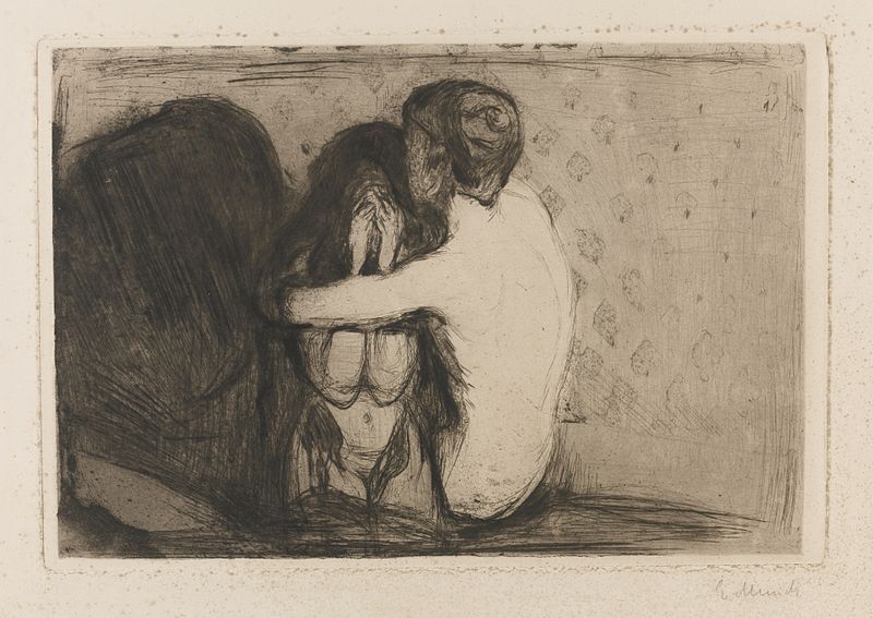 lovedropx's tweet photo. Edvard Munch, Consolation (1894) https://t.co/OHJ3yu7T02