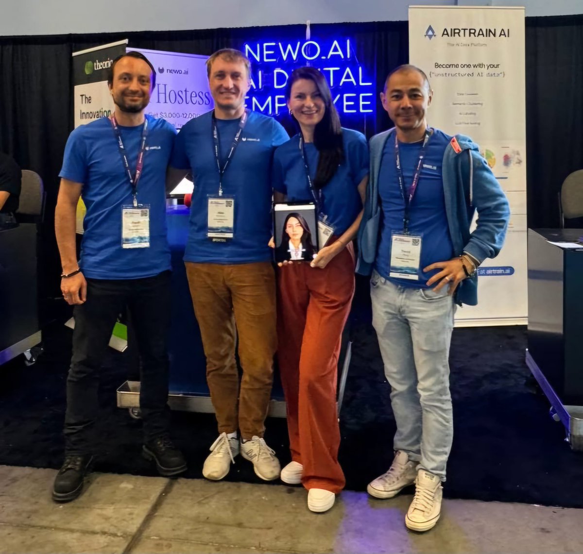 Sabbah113's tweet photo. Just back from AI Conference in SF! Congrats to @JusticeText for winning the startup competition! Exciting to see innovative solutions from @Deepgram, @MongoDB, @Snowflake &amp; more. Proud to showcase @Newo's digital employee platform #AIConference #AI #Innovation https://t.co/IIokvQrIVn