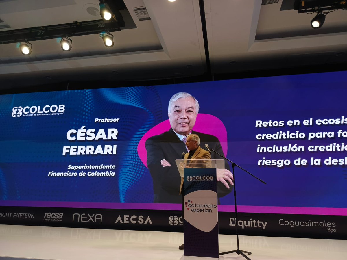 ValoraAnalitik's tweet photo. @Colcob_Colombia #CongresoCOLCOB | El superintendente financiero (@SFCsupervisor) César Ferrari hace su intervención en el Congreso de Cobranza y BPO (@Colcob_Colombia), allí expone los riesgos que tiene Colombia por tener poco ahorro y poca profundidad en el mercado de crédito. https://t.co/tPTAz4am4a