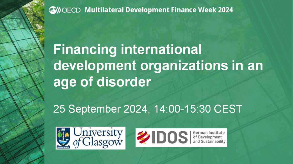 Looking forward /w Max-Otto Baumann to moderating our expert panel on 'Financing IOs in an age of disorder' /w <a href="/Andrew_G_Hyde/">Andrew G Hyde</a> @GiantBunny007 <a href="/UeliStaeger/">Ueli Staeger</a> <a href="/samanthajcuster/">Samantha Custer</a> on 25 September. Updated picture :) <a href="/UofGSPS/">UofG Soc & Pol Sci</a> <a href="/IDOS_research/">IDOS_research</a> <a href="/OECDdev/">OECD Development</a>