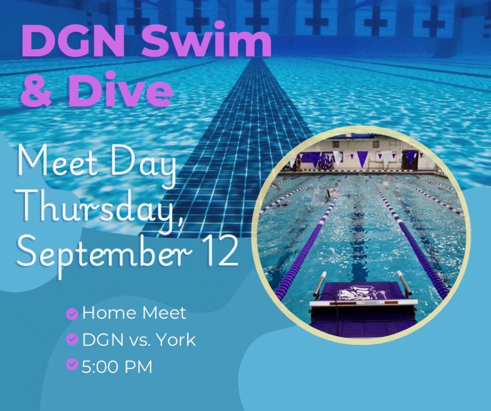 DGN_SwimDive's tweet photo. Come out to the pool tonight to support the girls swim and dive team in their home opening of the season! π¦ππΌββοΈπ
#wearedgn #swimfast #diveclean https://t.co/iVM3hxk1WY