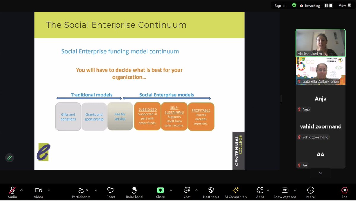 Today's #workshop with Marisol Fornoni is all about social enterprises, learning what defines a #socialenterprise delivering positive #Impact &amp; how someone can get started on creating one! 💡