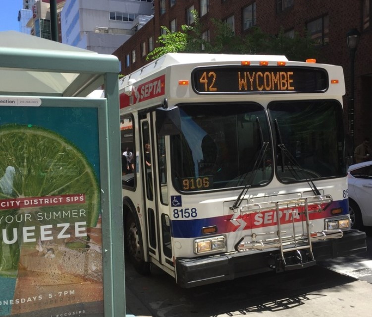 SEPTA_SOCIAL's tweet photo. The Salubrious Route 42 has TWO westbound endpoints. This bus is headed to one of them. What's the other one? #SEPTA #ROUTE42 #BUS8158 https://t.co/LN89Vy2MlQ