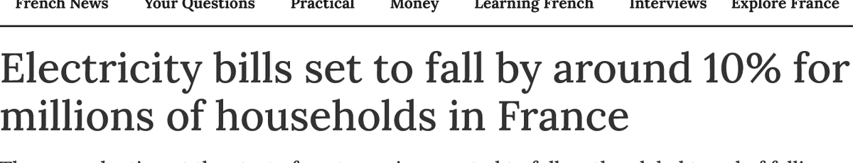 Energy bills down 10% in France due to falling costs.

But up 10% in the UK due to rising costs.

They can't both be true.