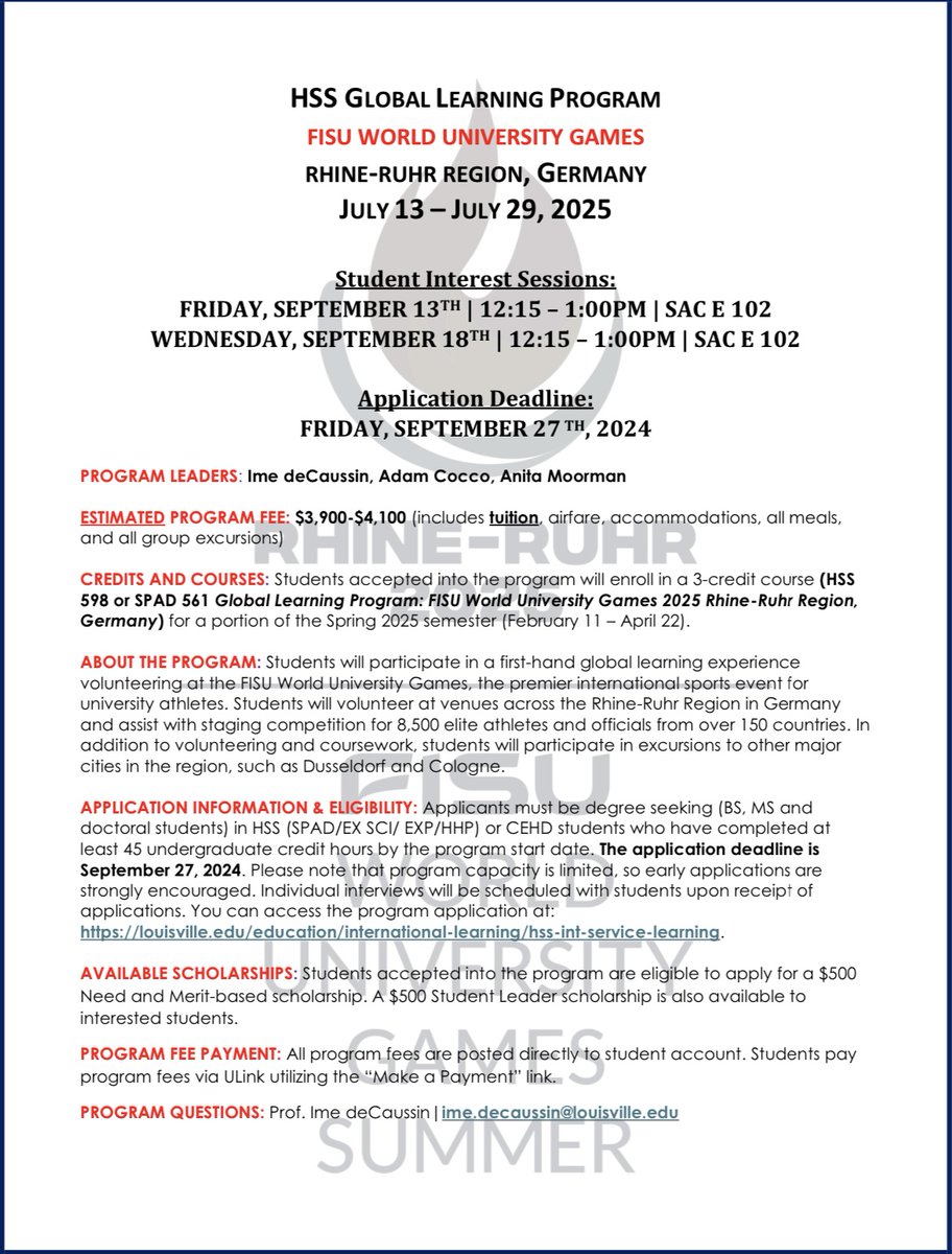 Calling all HSS and CEHD students! Do you like to travel and want a first-hand global learning experience? Then the HSS Global Learning Program is for you‼️

Student interest sessions will be held on Friday (9/13) and Wednesday (9/18) <a href="/12/">$</a>:15pm. Application deadline is 9/27!