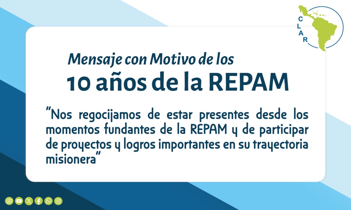 clar_vr's tweet image. REPAM: 10 años tejiendo vida y esperanza

📗Mensaje de la CLAR con motivo de los 10 años de la REPAM disponible en clar.org 

#TodosSomosAmazonía
#QueridaAmazonía
#REPAM10Años